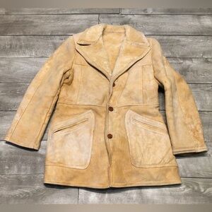 Vintage Adato Marlboro Man Shearling Sheepskin Men Coat Jacket Bomber 38 Small